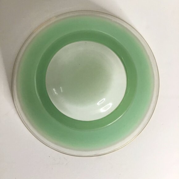 VTG BLENDO Green Ombre Glass Bowl 11" Gold Rim Midcentury Modern Tapered MCM - Picture 10 of 13